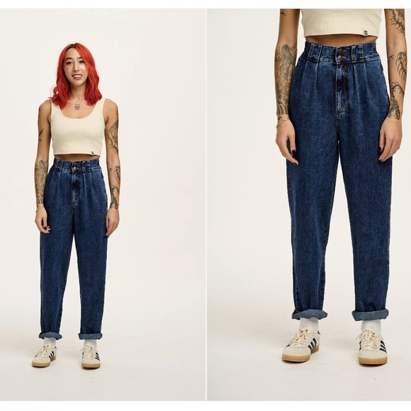 Lucy & Yak Addison Denim Jeans High Waist Mom Jeans 36" Waist 27" Inseam *Hemmed - Picture 1 of 6